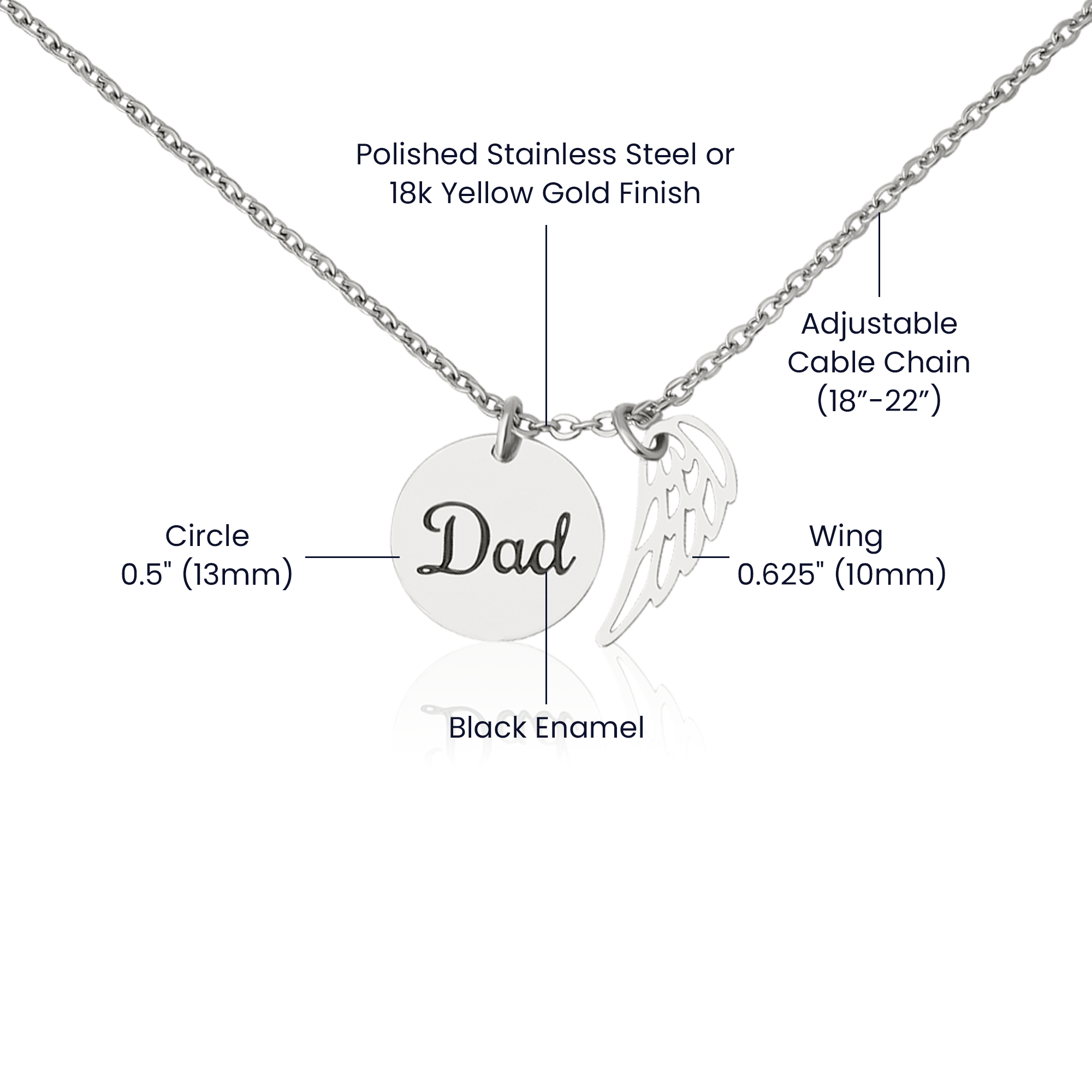 Dad Angel Wing Necklace