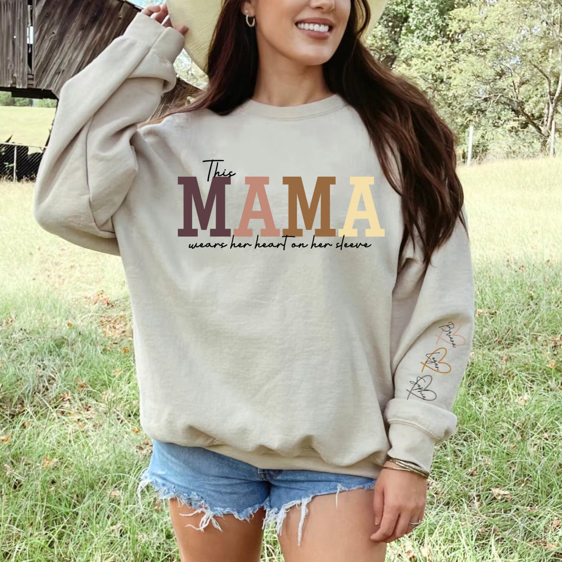 Personalized Heart On Sleeve with Kid Names on Sleeves-CustomLove
