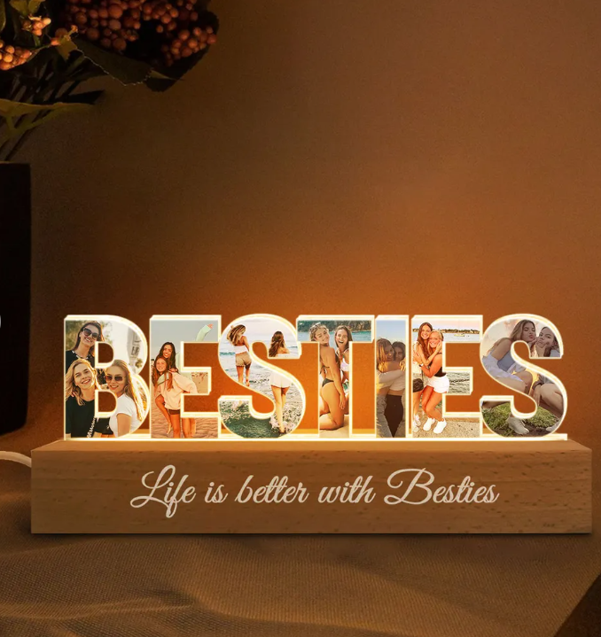 Personalized Bestie Photo Collage LED Night Light-CustomLove
