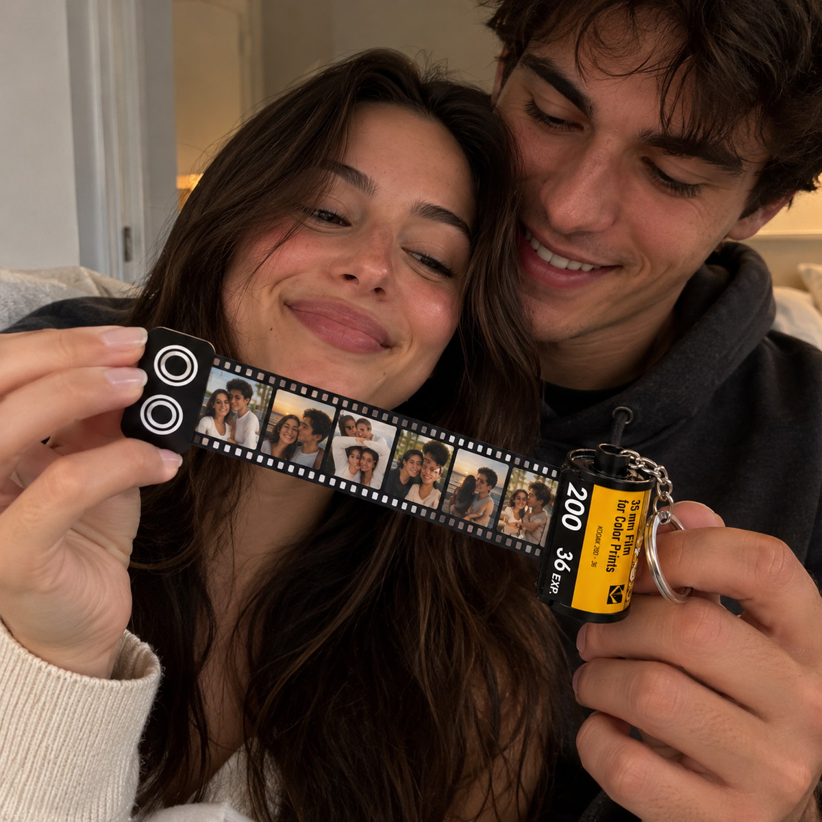 Personalized Retro Film Roll Photo Keychain