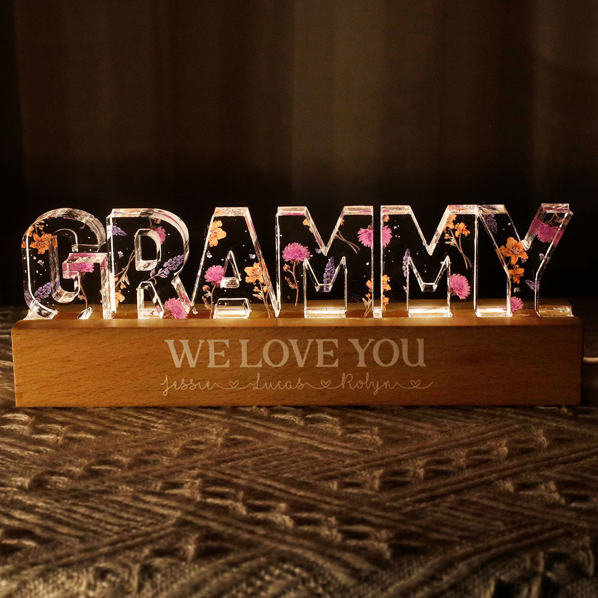 Personalized Flower Printed LED Night Light-CustomLove