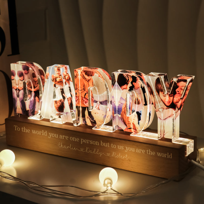 Personalized LED Night Light - Daddy To Us You Are The World Photo Collage-CustomLove