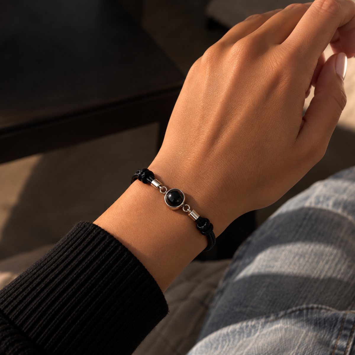 Personalized Leather Photo Projection Bracelet
