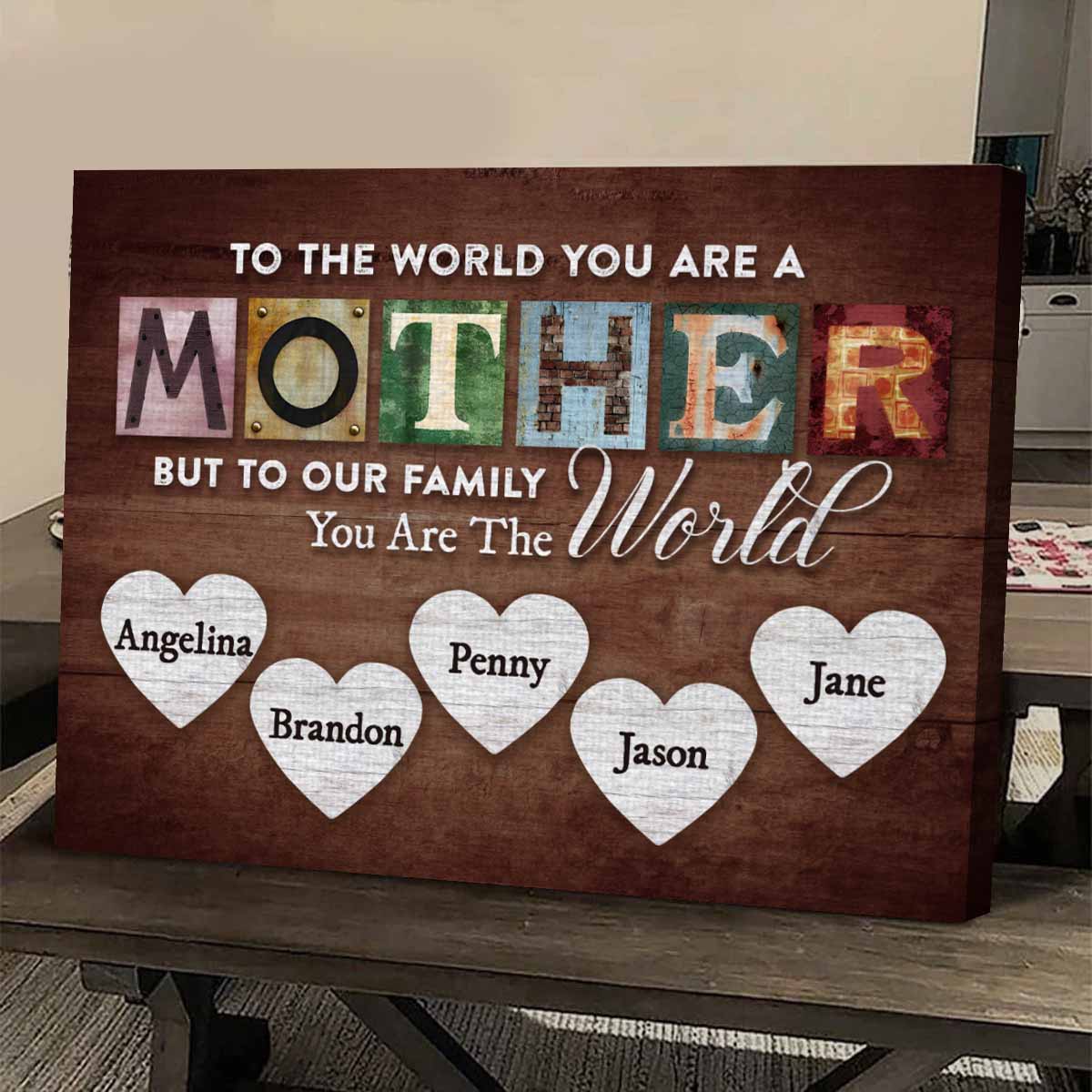 You Are The World Custom Names Canvas For Mom-CustomLove