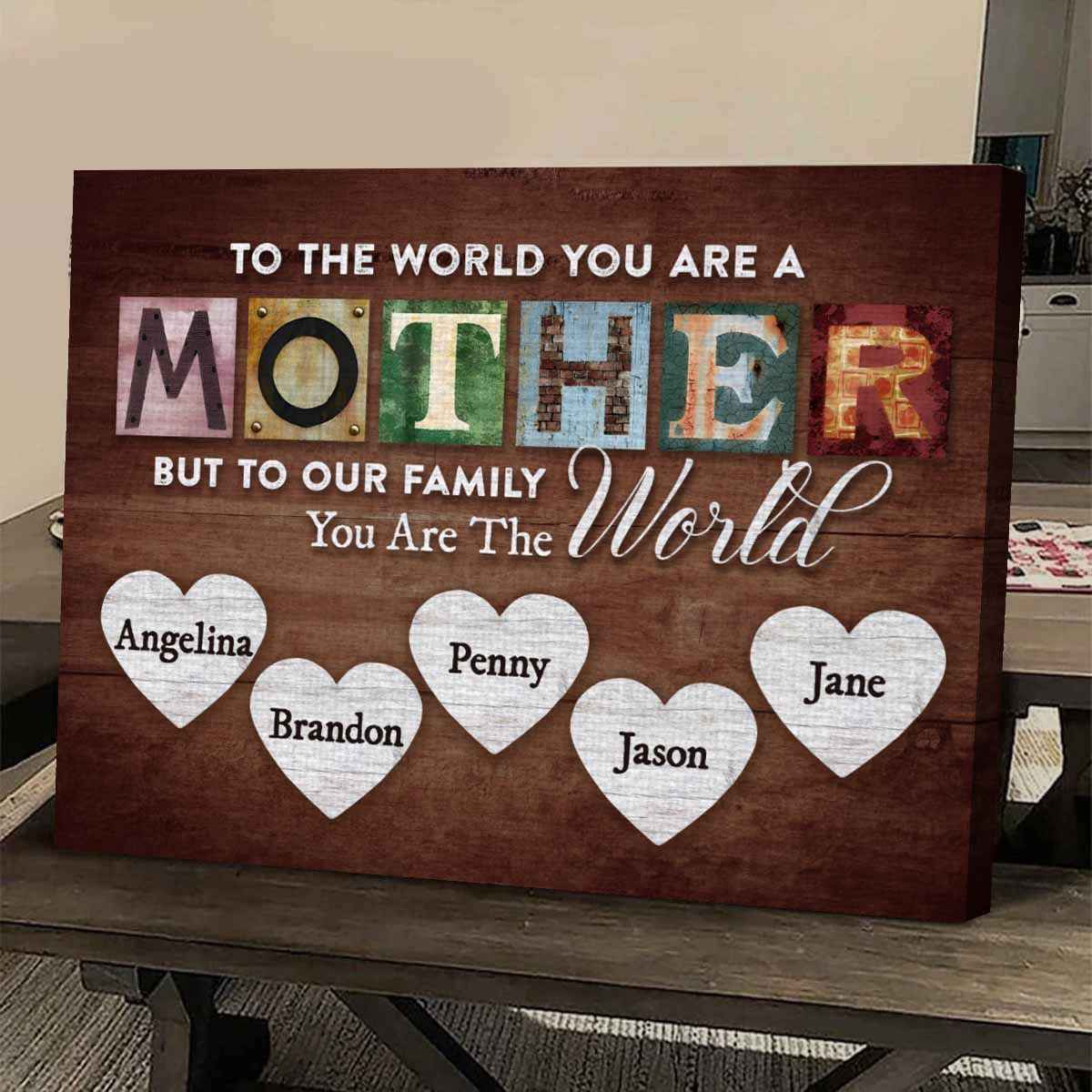 You Are The World Custom Names Canvas For Mom - CustomLove