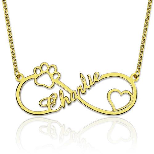 Customized Infinity Paw Print Name Necklace-CustomLove