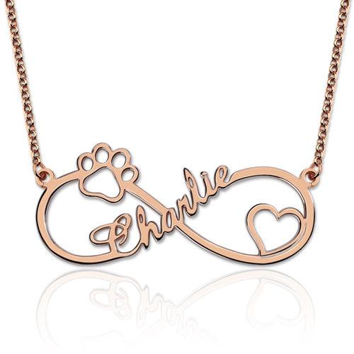 Customized Infinity Paw Print Name Necklace-CustomLove