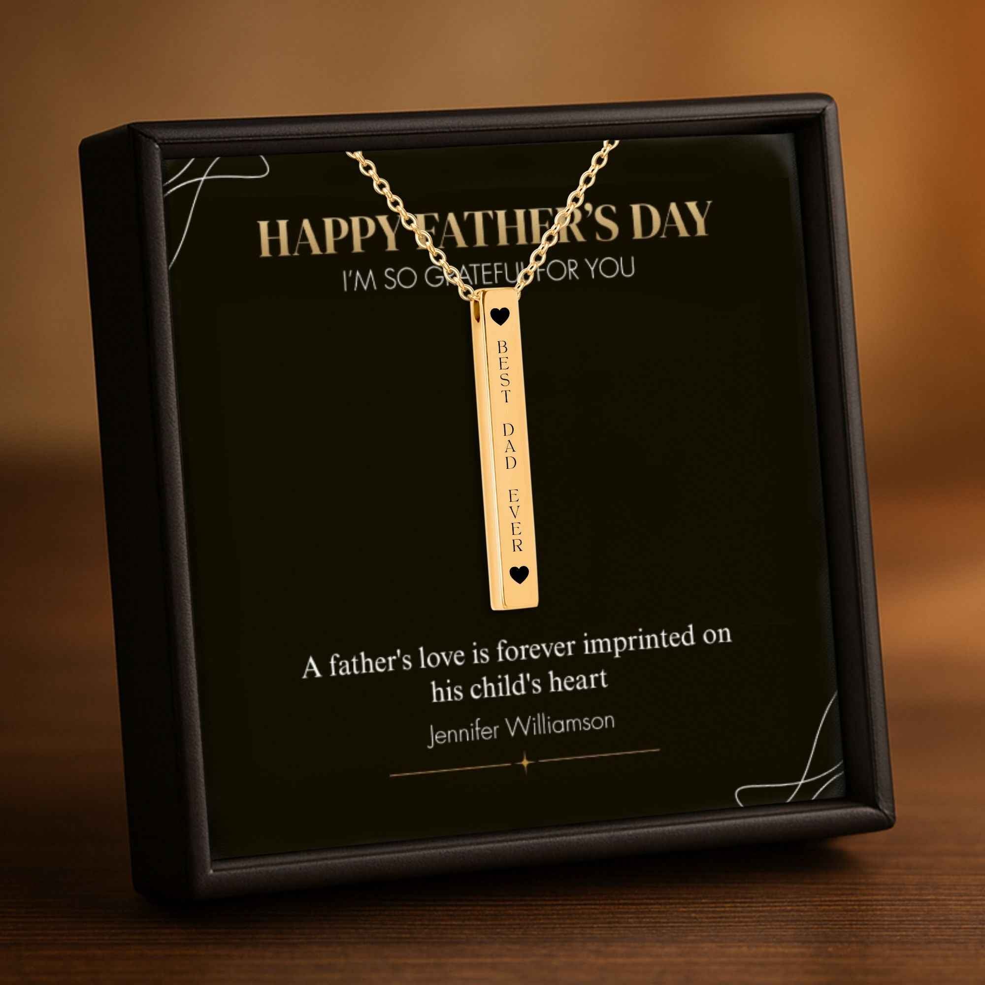 BEST DAD 3D Bar Necklace