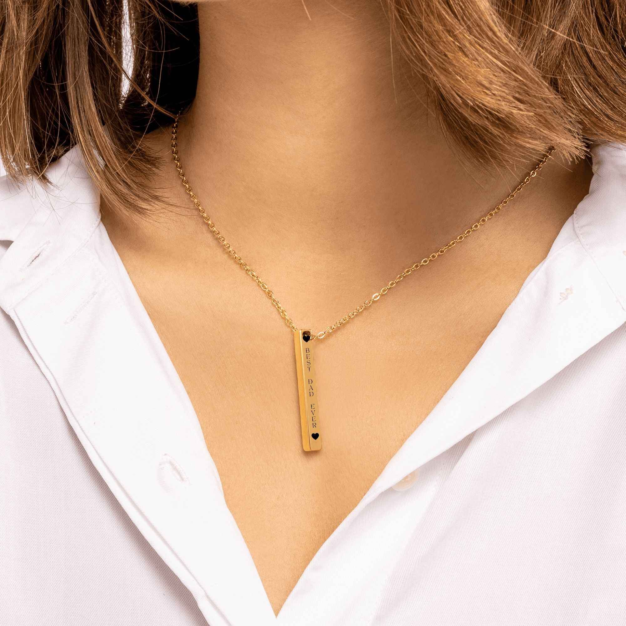 BEST DAD 3D Bar Necklace