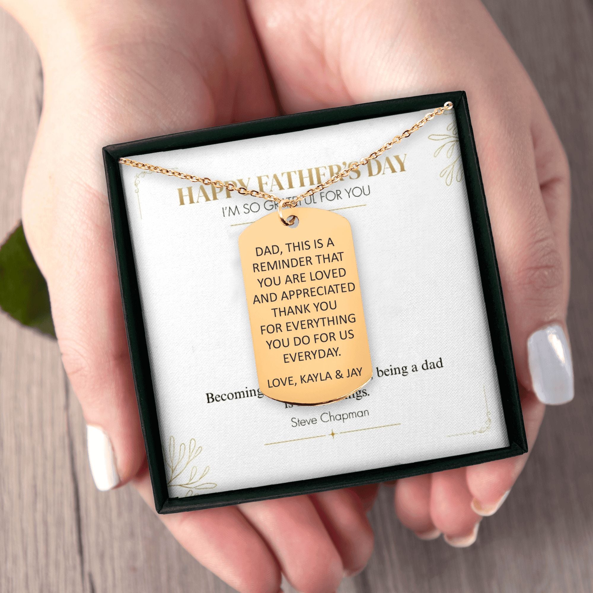 Custom Message Dad's Tag Necklace
