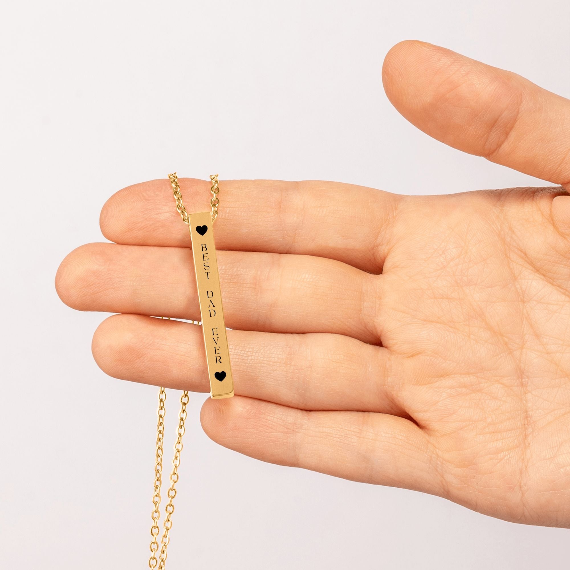 BEST DAD 3D Bar Necklace