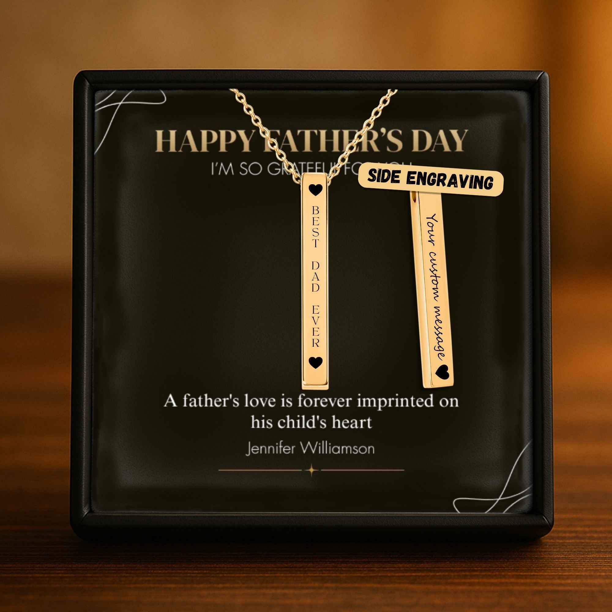 BEST DAD 3D Bar Necklace