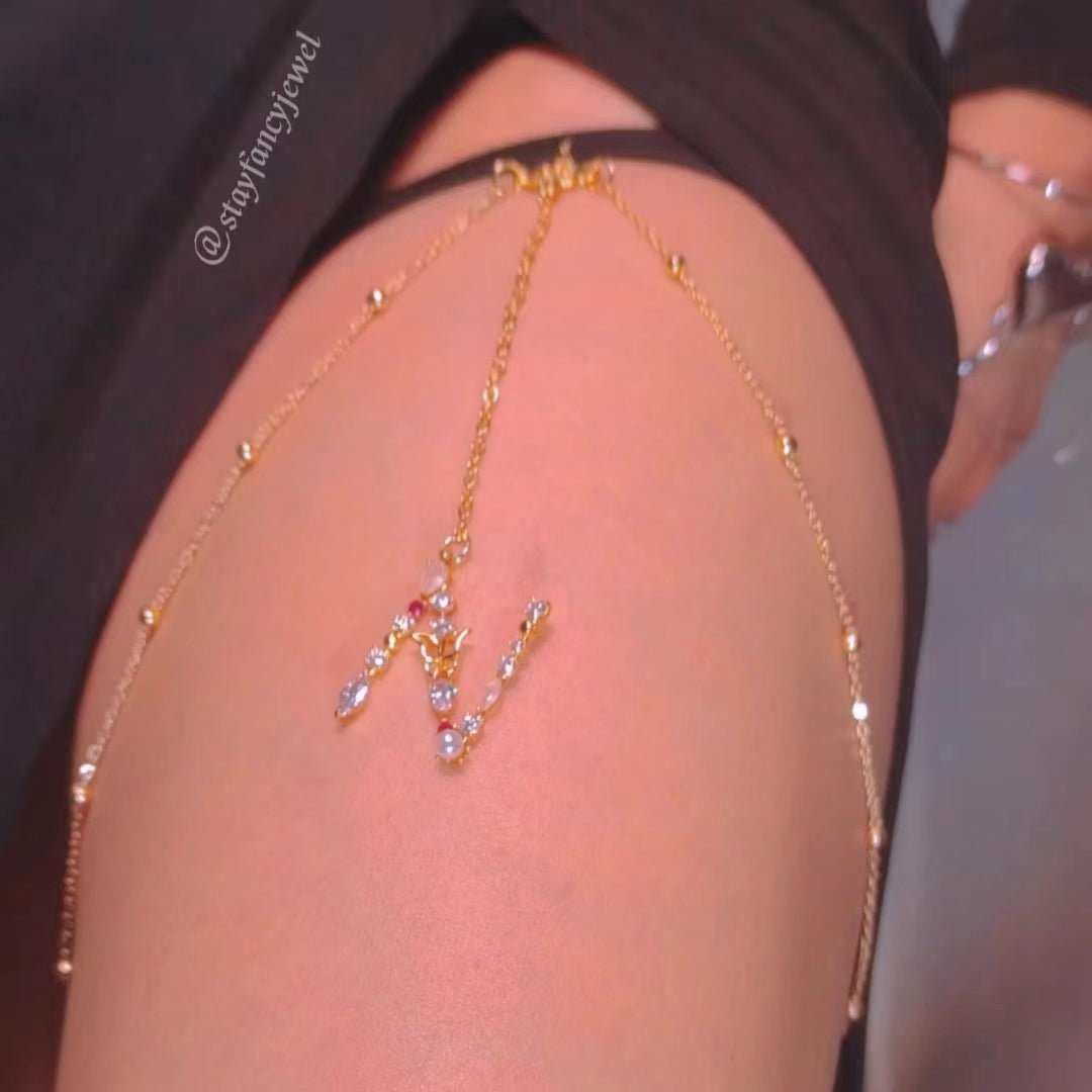 Diamond Initial Leg Chain-CustomLove