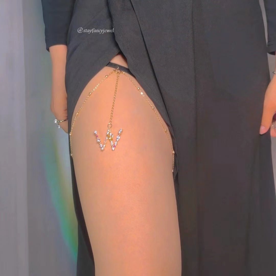 Diamond Initial Leg Chain-CustomLove