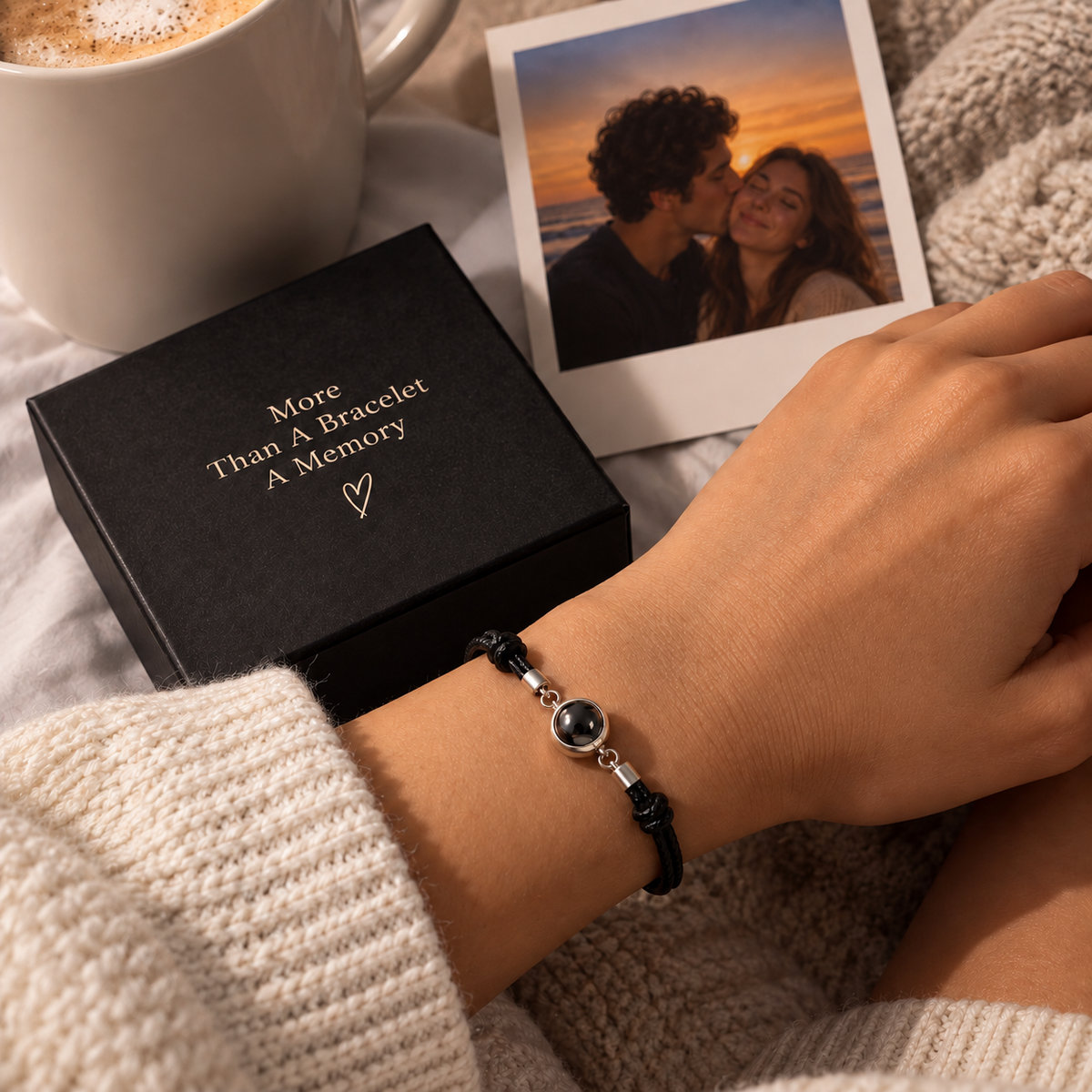 Personalized Leather Photo Projection Bracelet