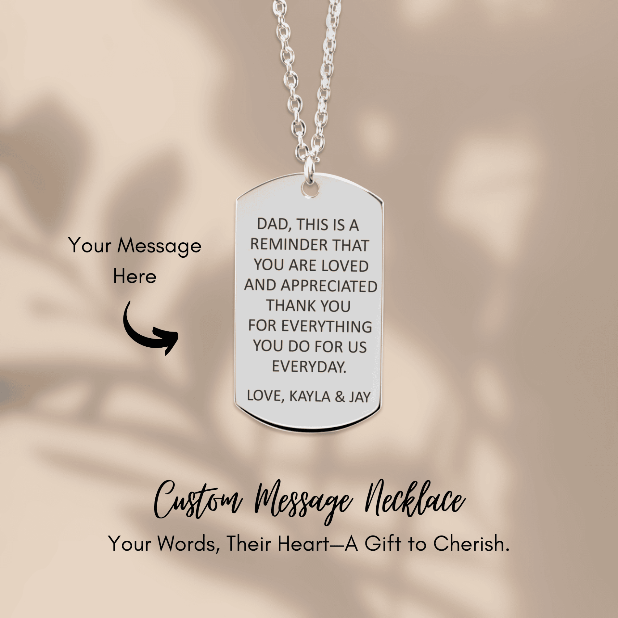 Custom Message Dad's Tag Necklace