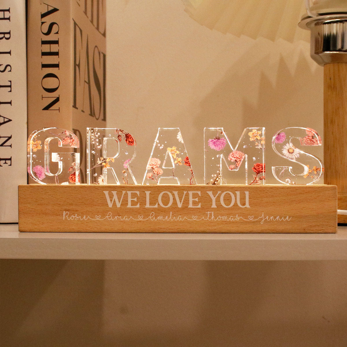 Personalized Flower Printed LED Night Light-CustomLove