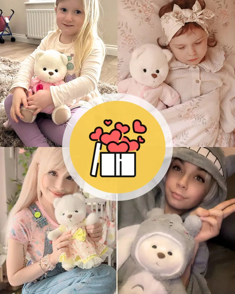 CustomLove Pink Furry Dino Bear Handmade Jointed Teddy Bear Gift-CustomLove