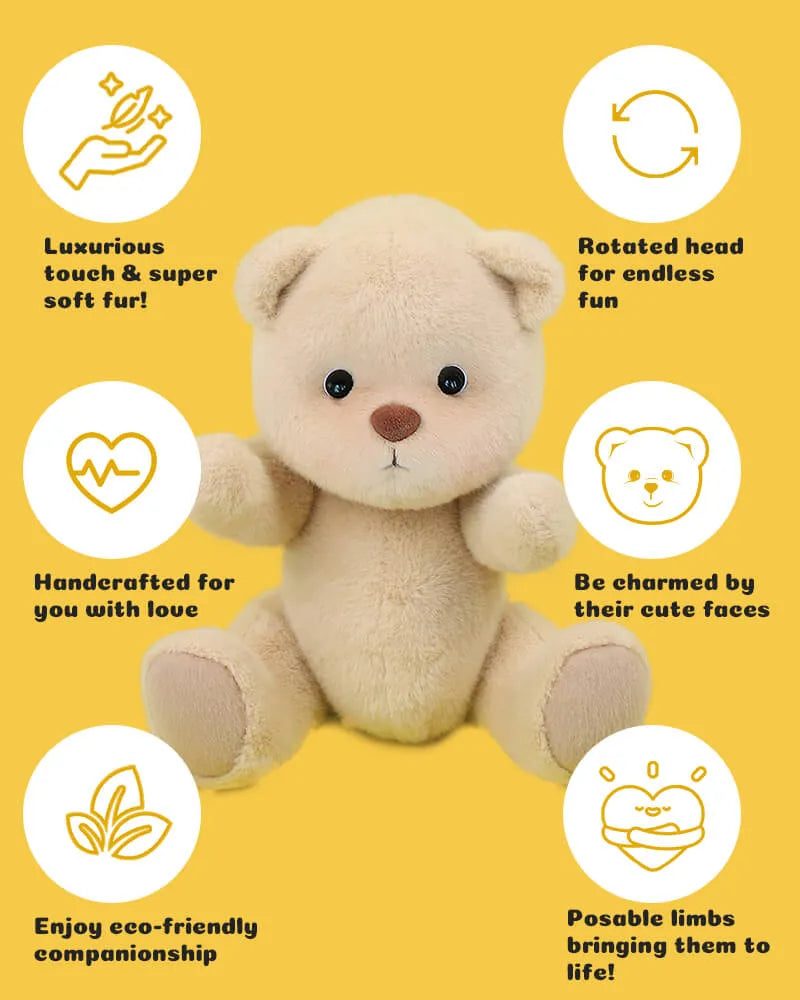 CustomLove Pink Furry Dino Bear Handmade Jointed Teddy Bear Gift-CustomLove