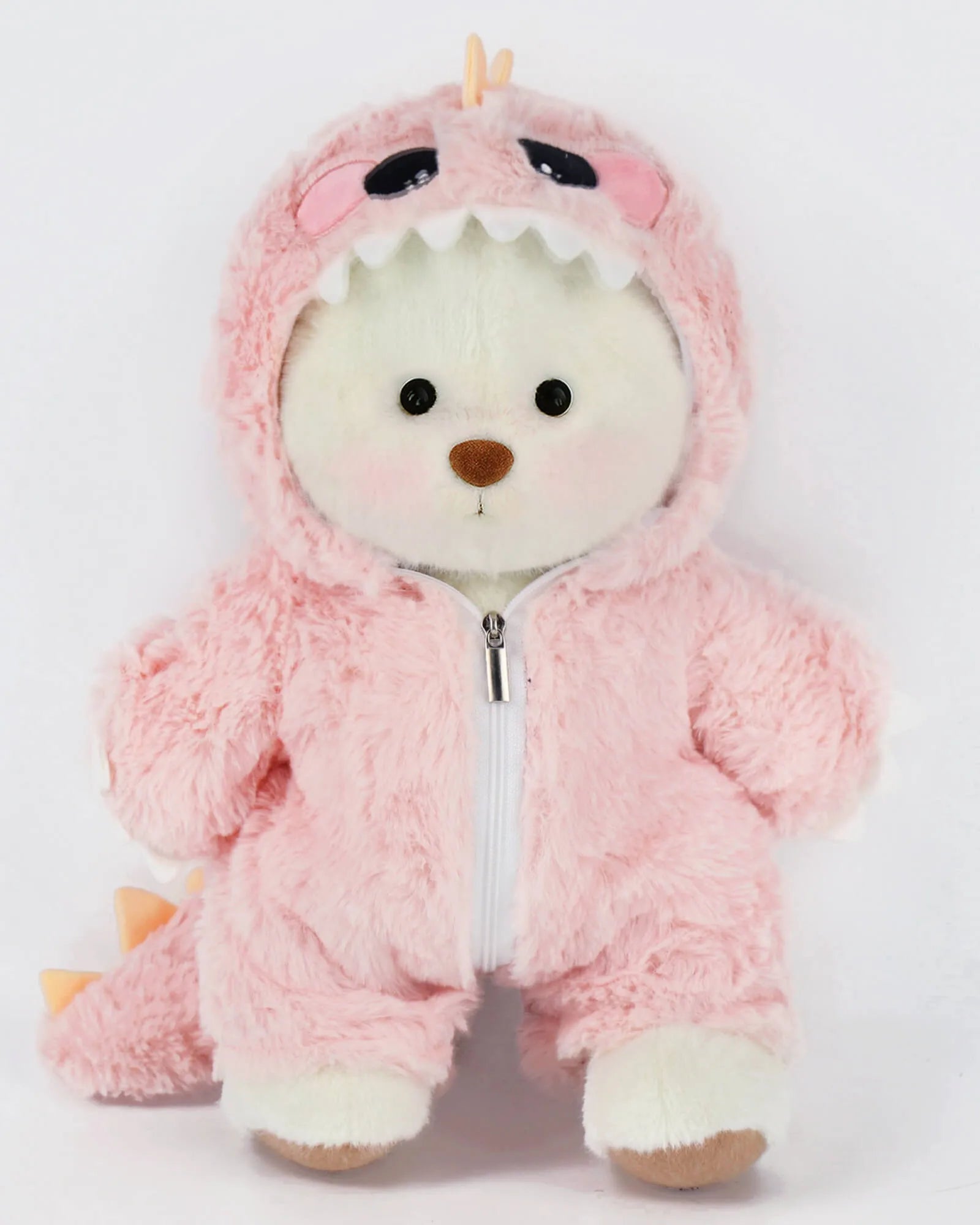 CustomLove Pink Furry Dino Bear Handmade Jointed Teddy Bear Gift-CustomLove