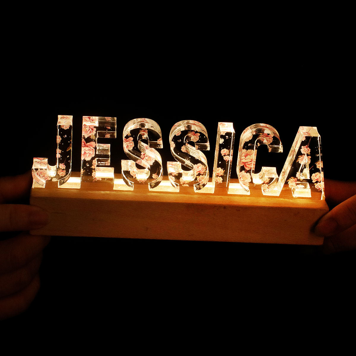 Personalized Custom Name LED Night Light - Birth Month Flower-CustomLove