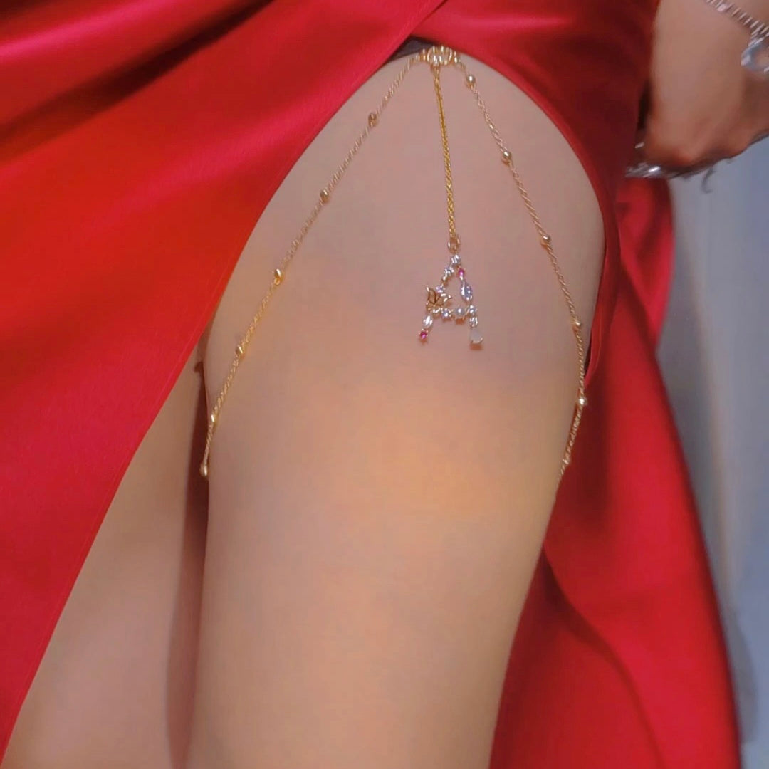 Diamond Initial Leg Chain-CustomLove