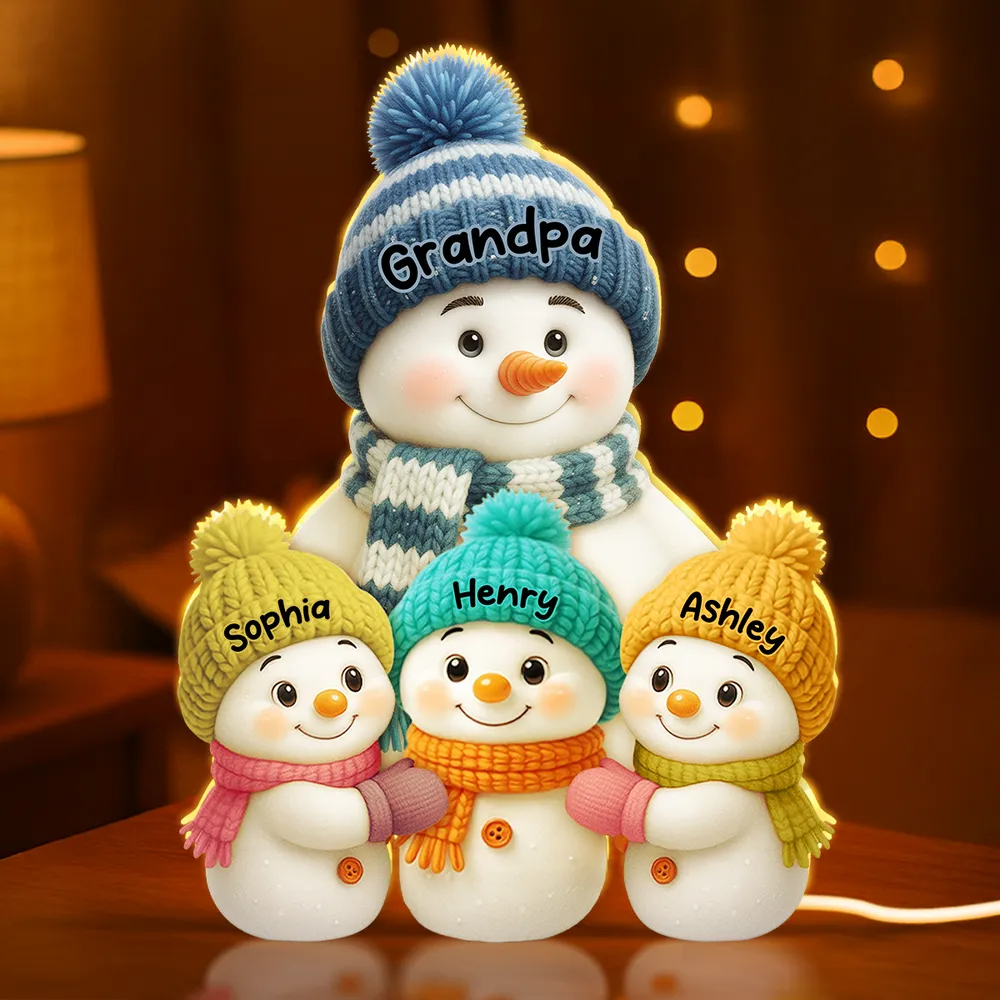 Grandma & Grandpa’s Snowman Village — Custom LED Family Keepsake
