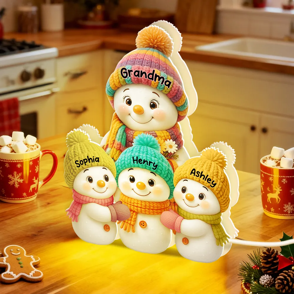 Grandma & Grandpa’s Snowman Village — Custom LED Family Keepsake