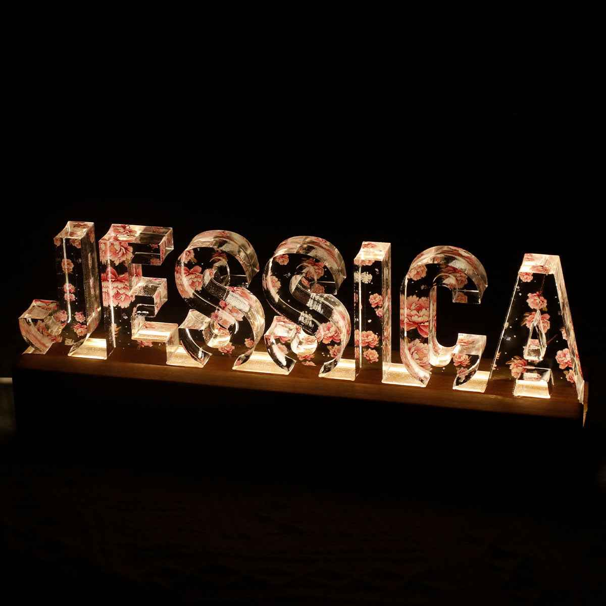 Personalized Custom Name LED Night Light - Birth Month Flower - CustomLove