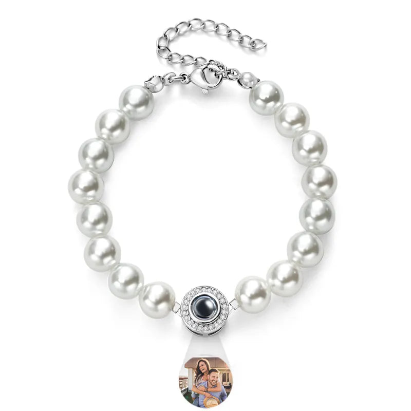 Personalized Pearl Photo Projection Bracelet-CustomLove