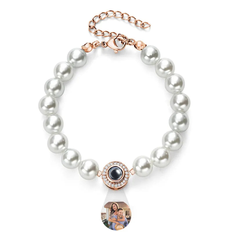 Personalized Pearl Photo Projection Bracelet-CustomLove