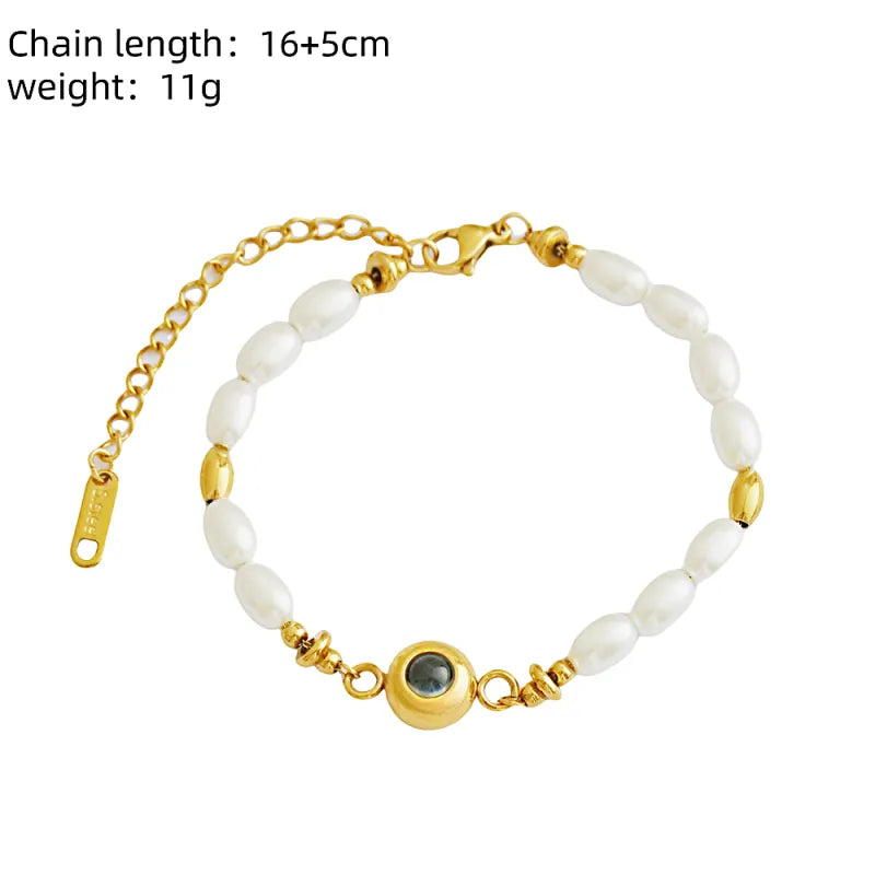 Personalized Pearl Photo Projection Bracelet-CustomLove