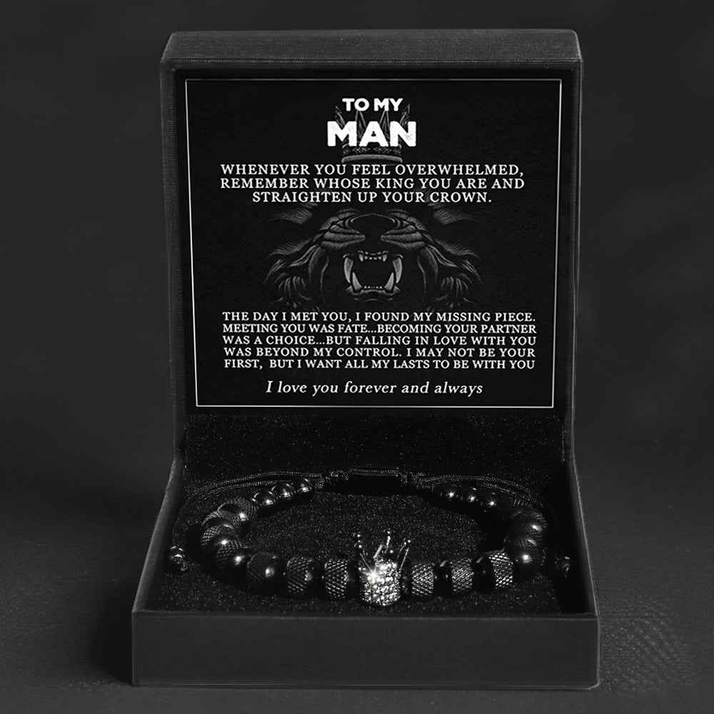"To My Man - Straighten Your Crown" Bracelet Gift Set - CustomLove
