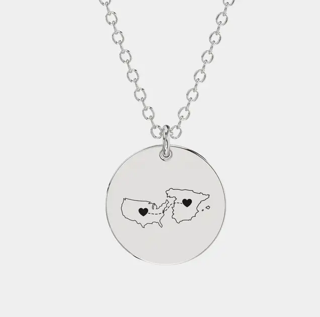 Personalized Long Distance Engraved Necklace-CustomLove