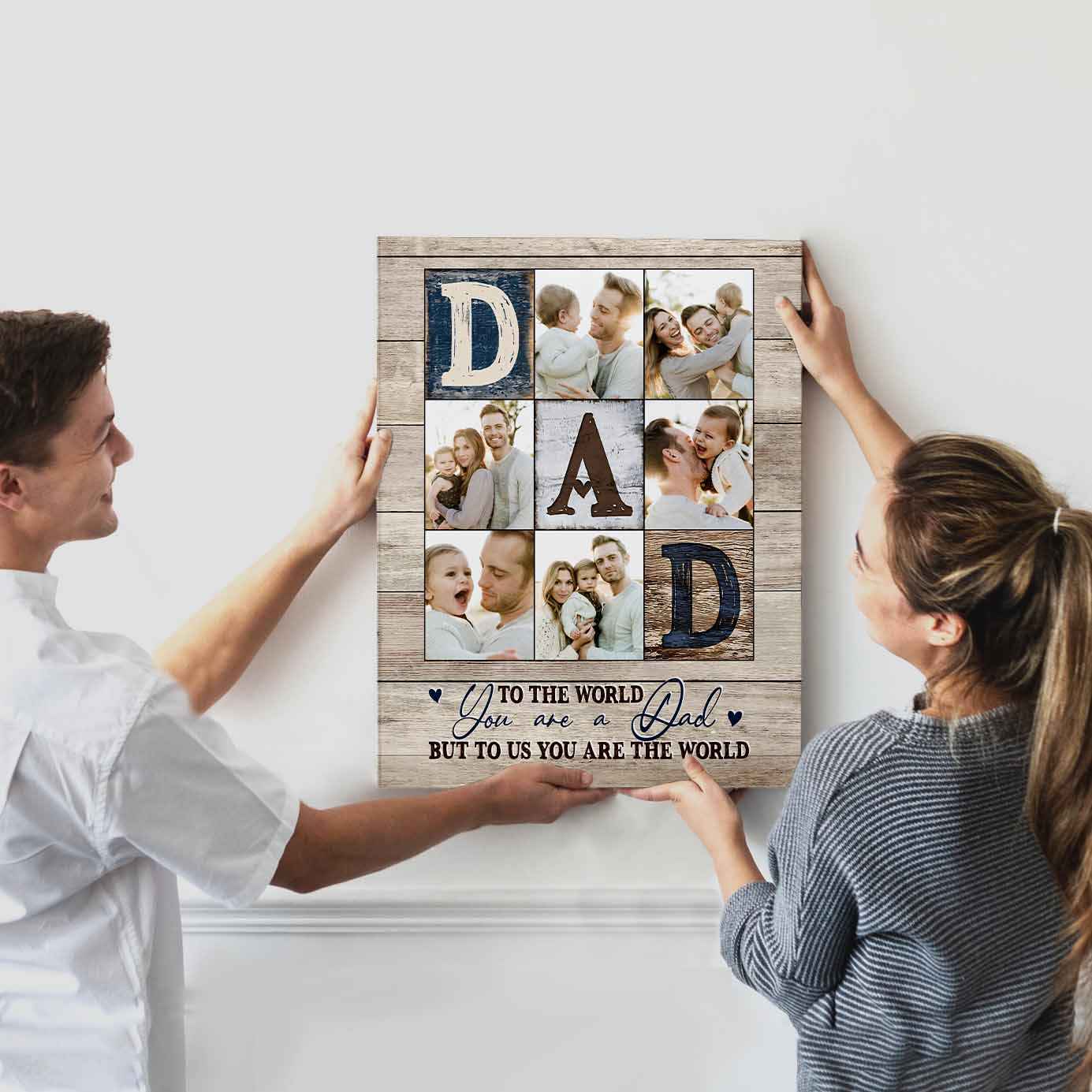 Dad You Are The World to Us Custom Photo Canvas - CustomLove
