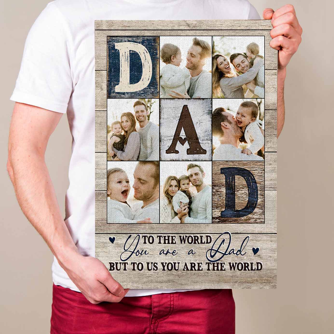 Dad You Are The World to Us Custom Photo Canvas-CustomLove