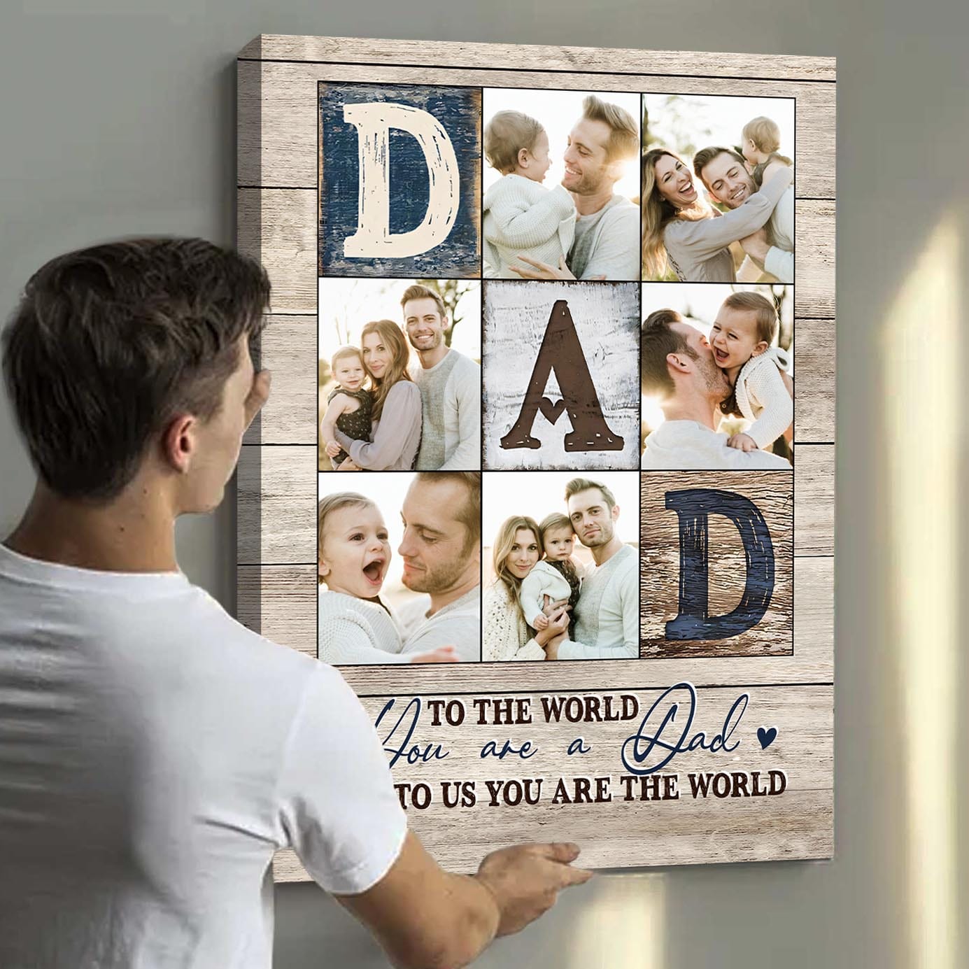 Dad You Are The World to Us Custom Photo Canvas-CustomLove