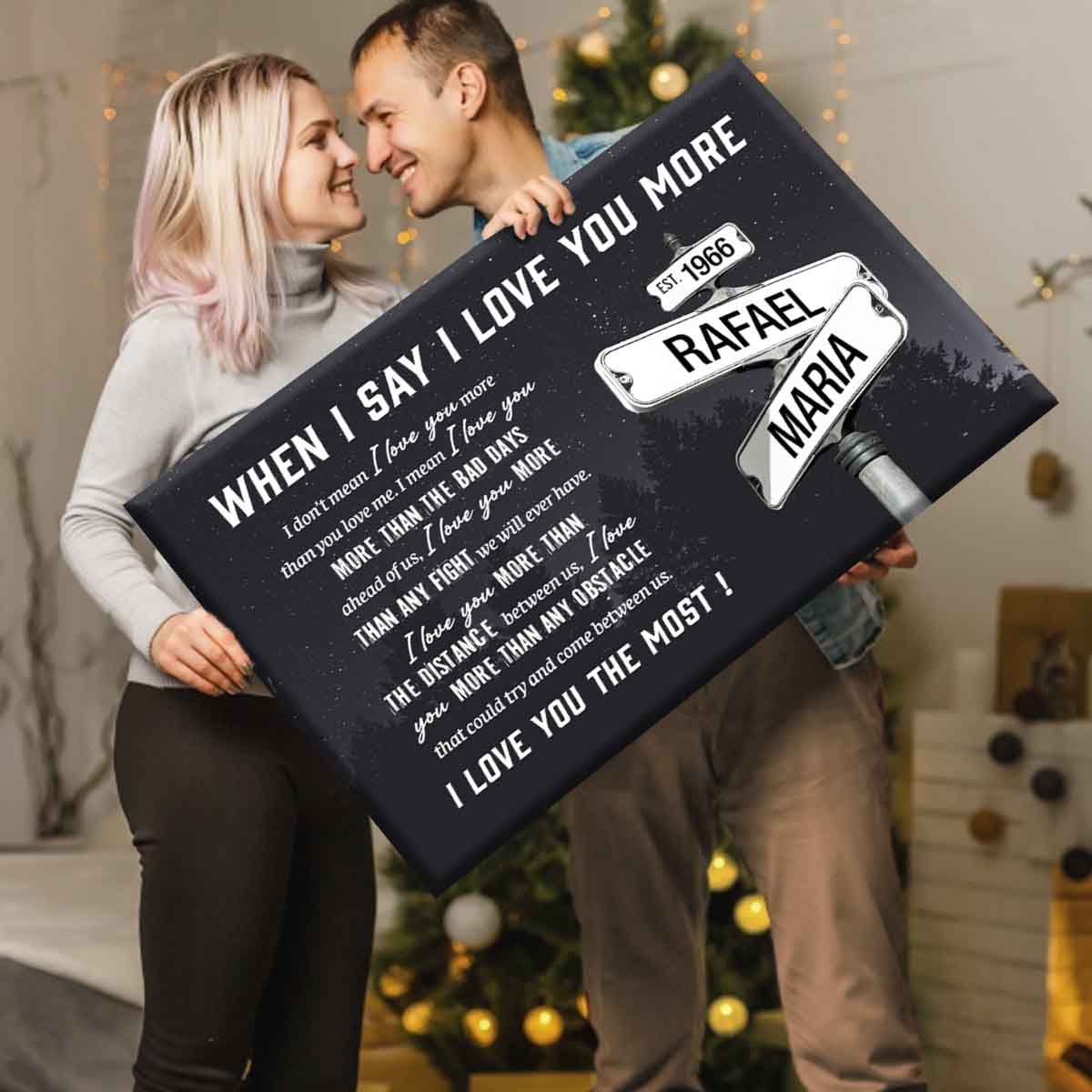 I Love You More Custom Names Date on Street Sign Canvas-CustomLove