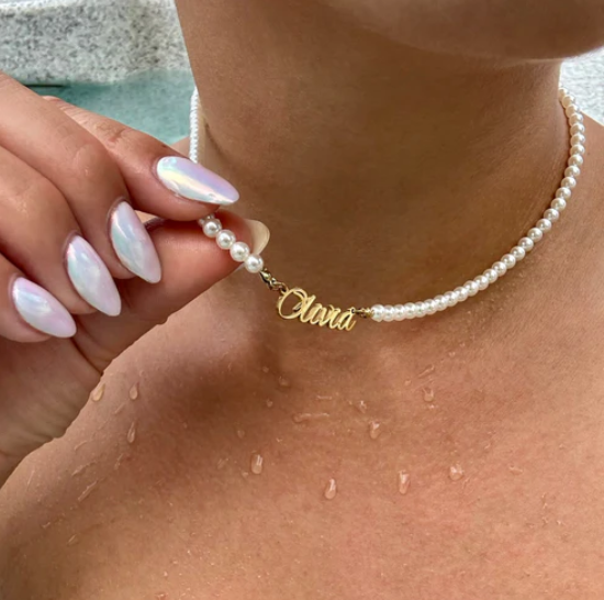 Personalized Freshwater Pearl Name Necklace-CustomLove