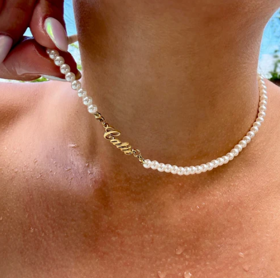 Personalized Freshwater Pearl Name Necklace-CustomLove