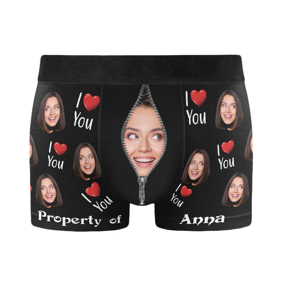 Personalized Photo Men's Boxer Briefs - Property Of Girlfriends-CustomLove