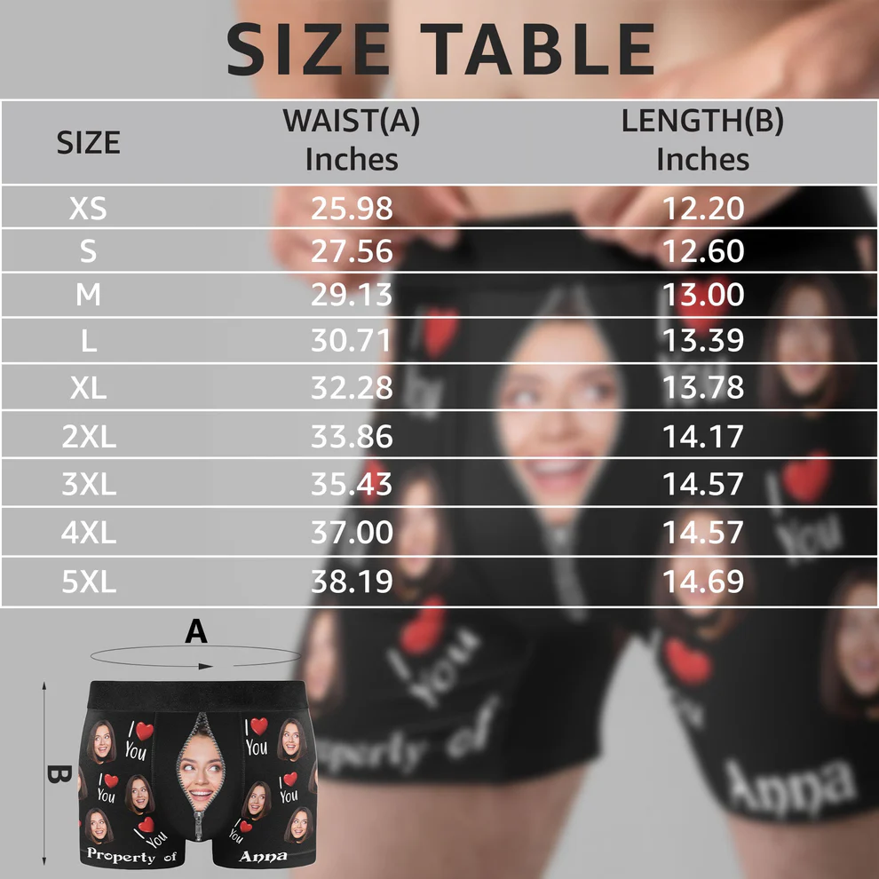 Personalized Photo Men’s Boxer Briefs - Custom Face Underwear Property of Girlfriend Gift - CustomLove