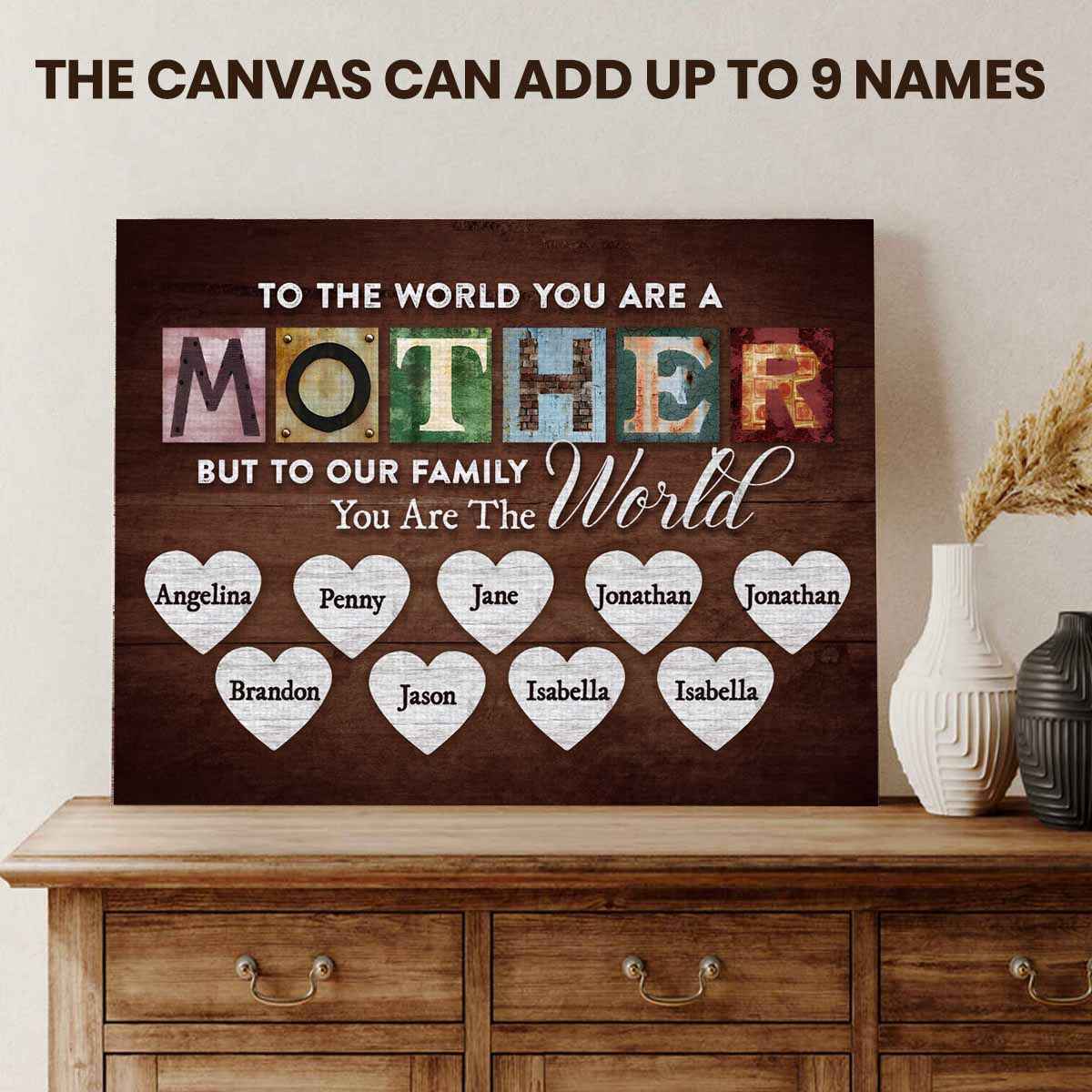 You Are The World Custom Names Canvas For Mom - CustomLove