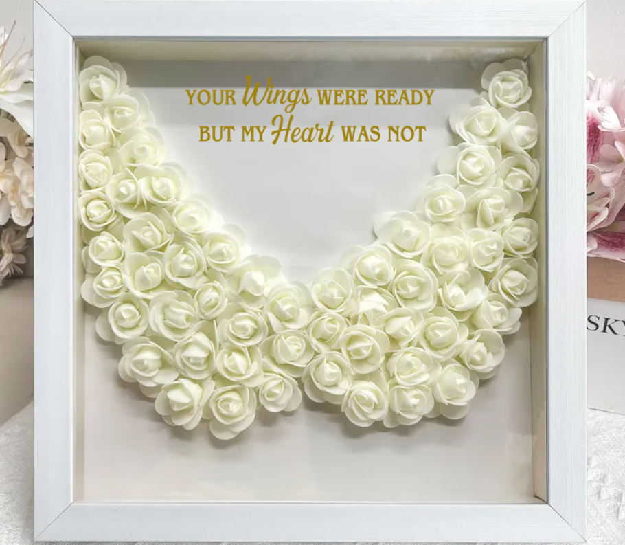 Personalized Flower Shadow Memorial Gifts - Your Wings Were Ready-CustomLove