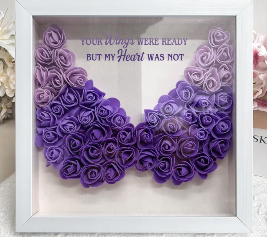 Personalized Flower Shadow Memorial Gifts - Your Wings Were Ready-CustomLove
