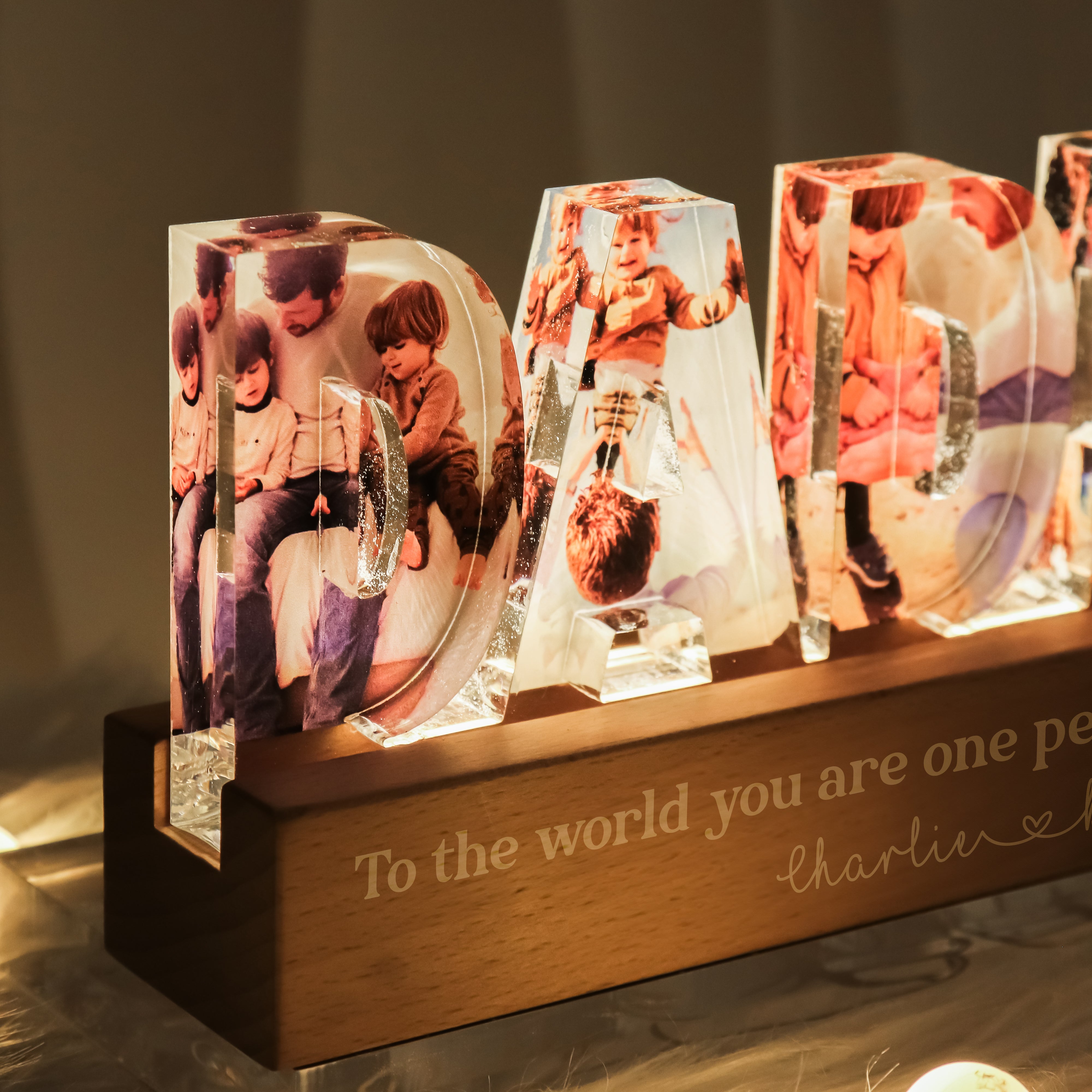 Personalized LED Night Light - Daddy To Us You Are The World Photo Collage-CustomLove