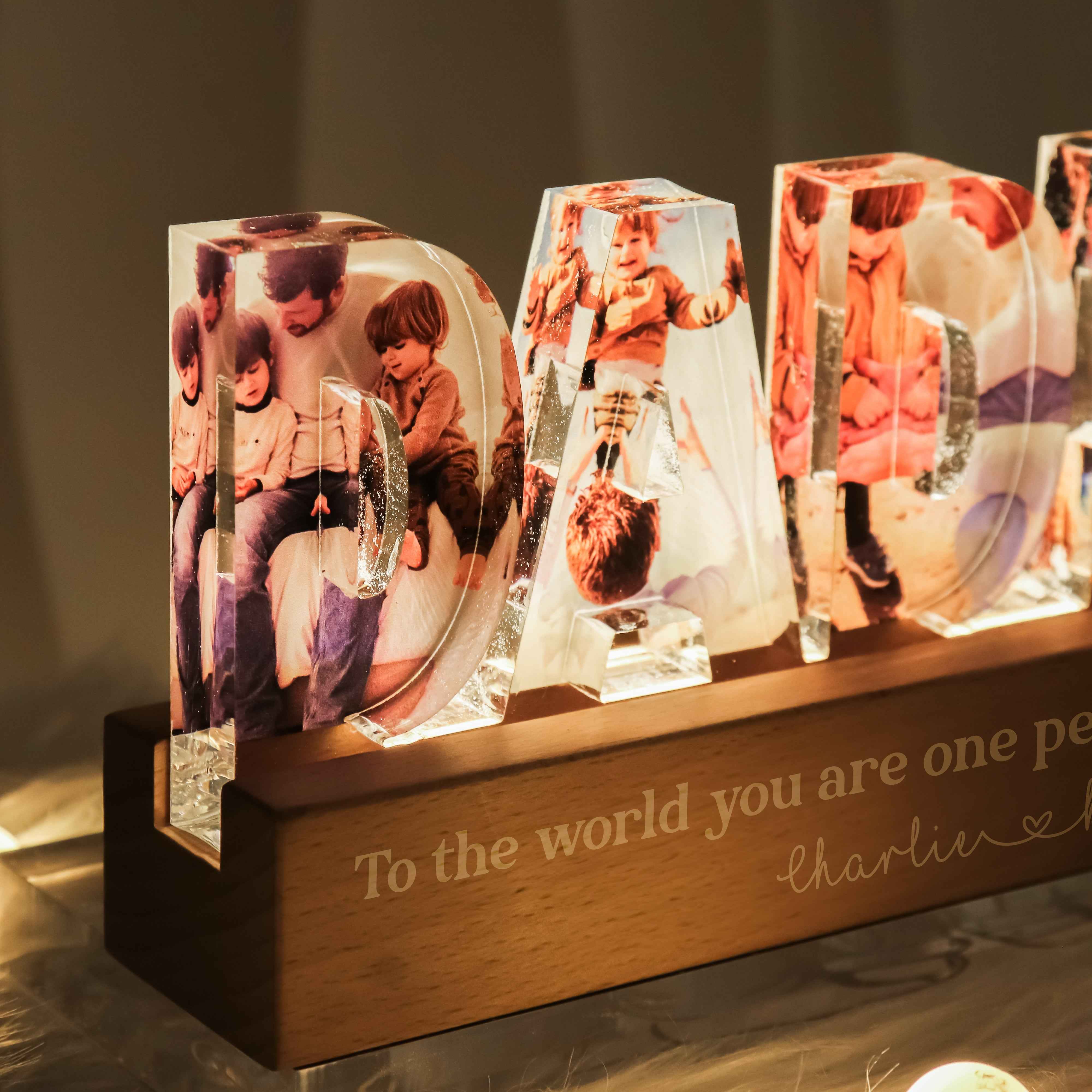 Personalized LED Night Light - Daddy To Us You Are The World Photo Collage - CustomLove