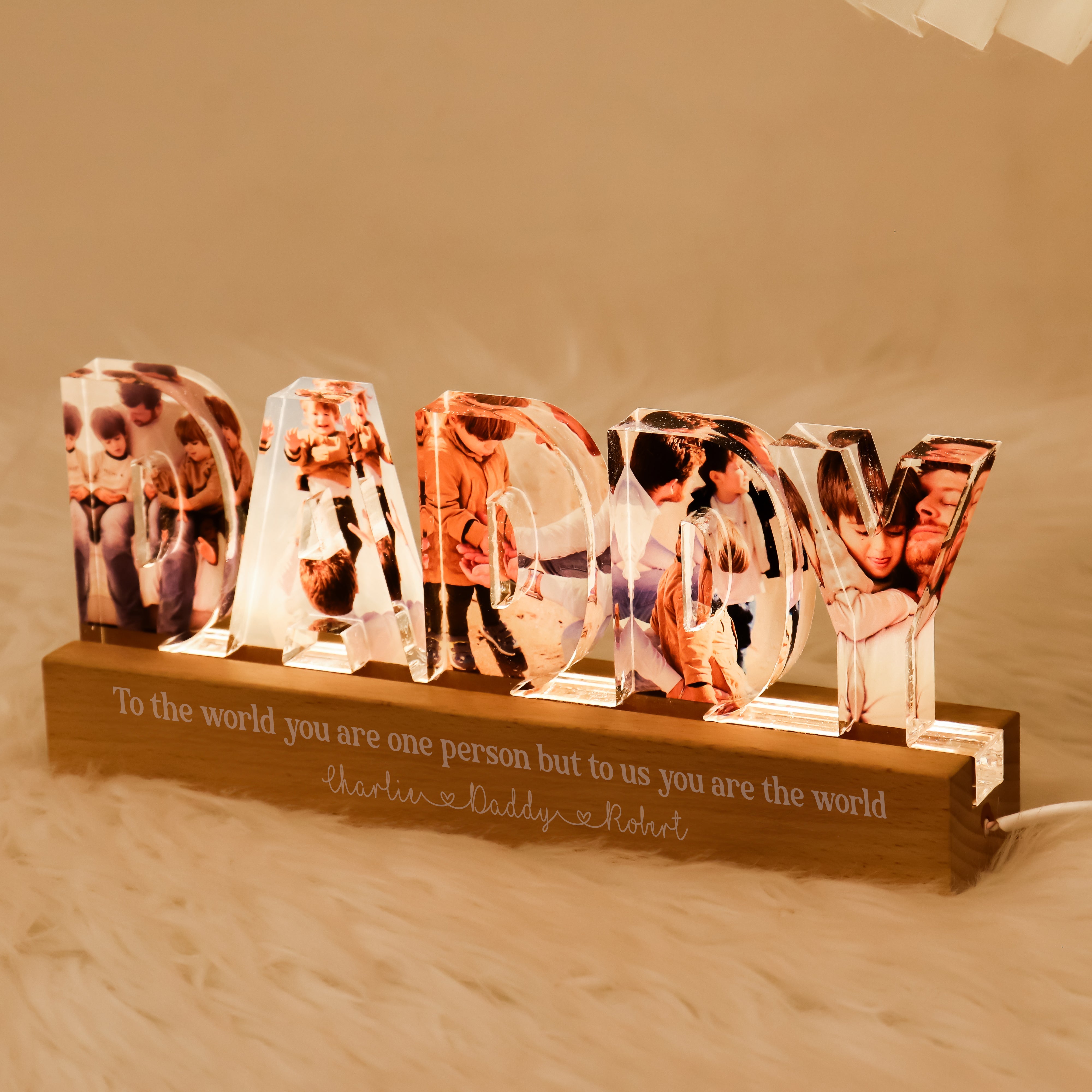 Personalized LED Night Light - Daddy To Us You Are The World Photo Collage-CustomLove