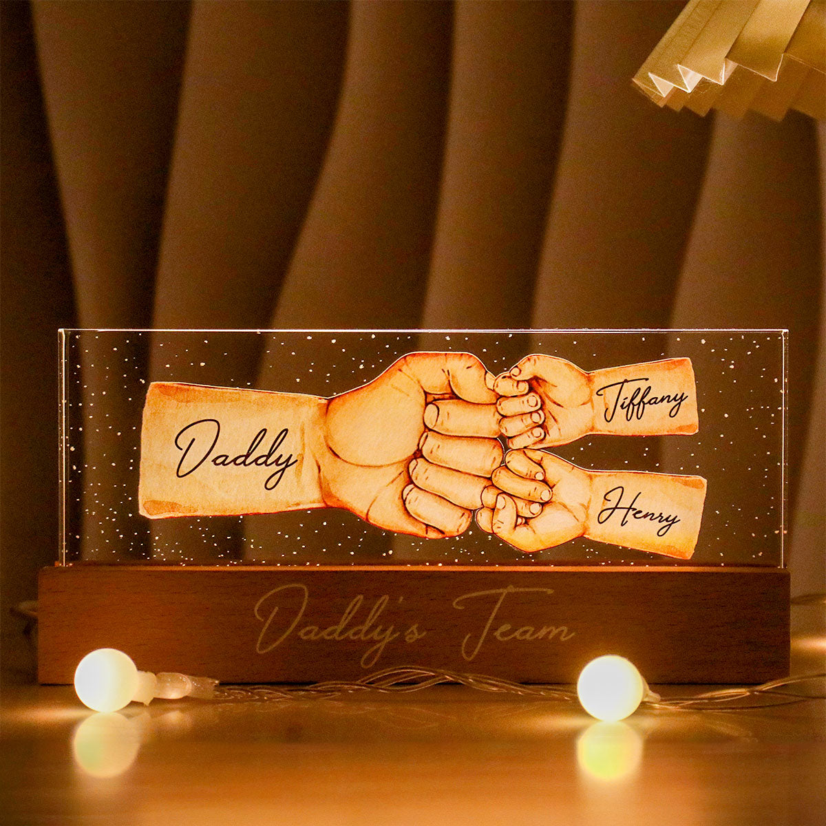 Personalized LED Night Light, Daddy's Team Fist Bump