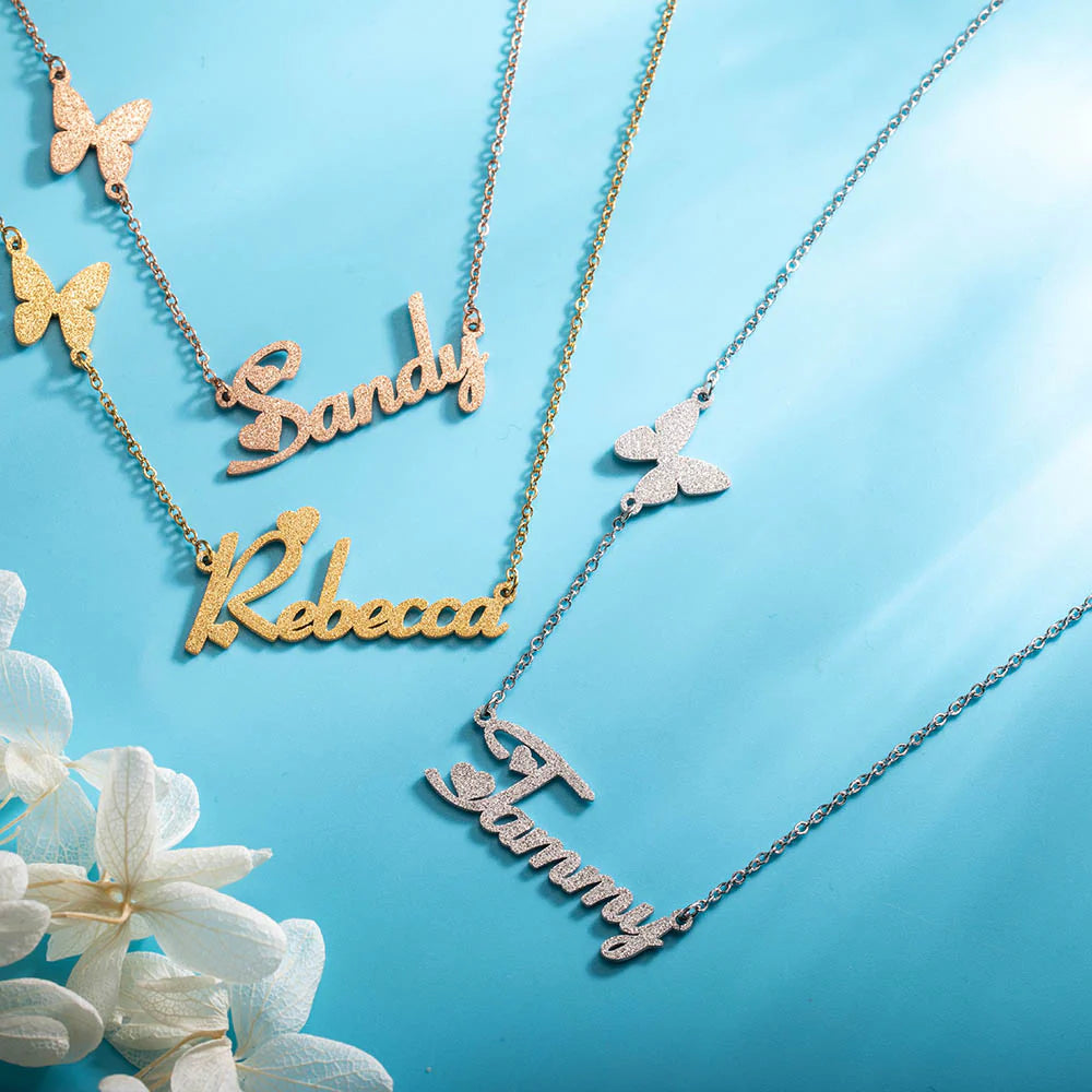 Personalized Butterfly Name Necklace